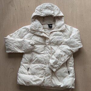The North Face Women's Down Puffer Jacket Hooded Zip - Creamy White  - Size XS